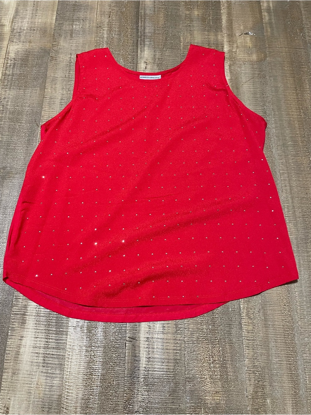 Rebecca Malone Red Sleeveless Studded Tank
